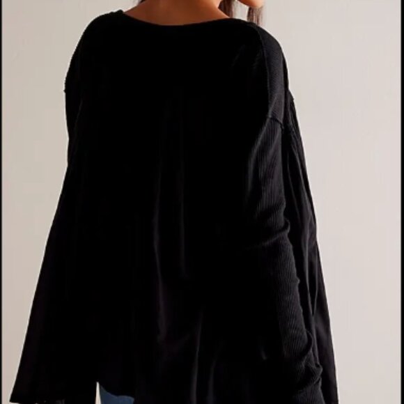 Free People We The Free Lyrical Slouchy Relaxed Tunic, Black, Size Small - Picture 2 of 14